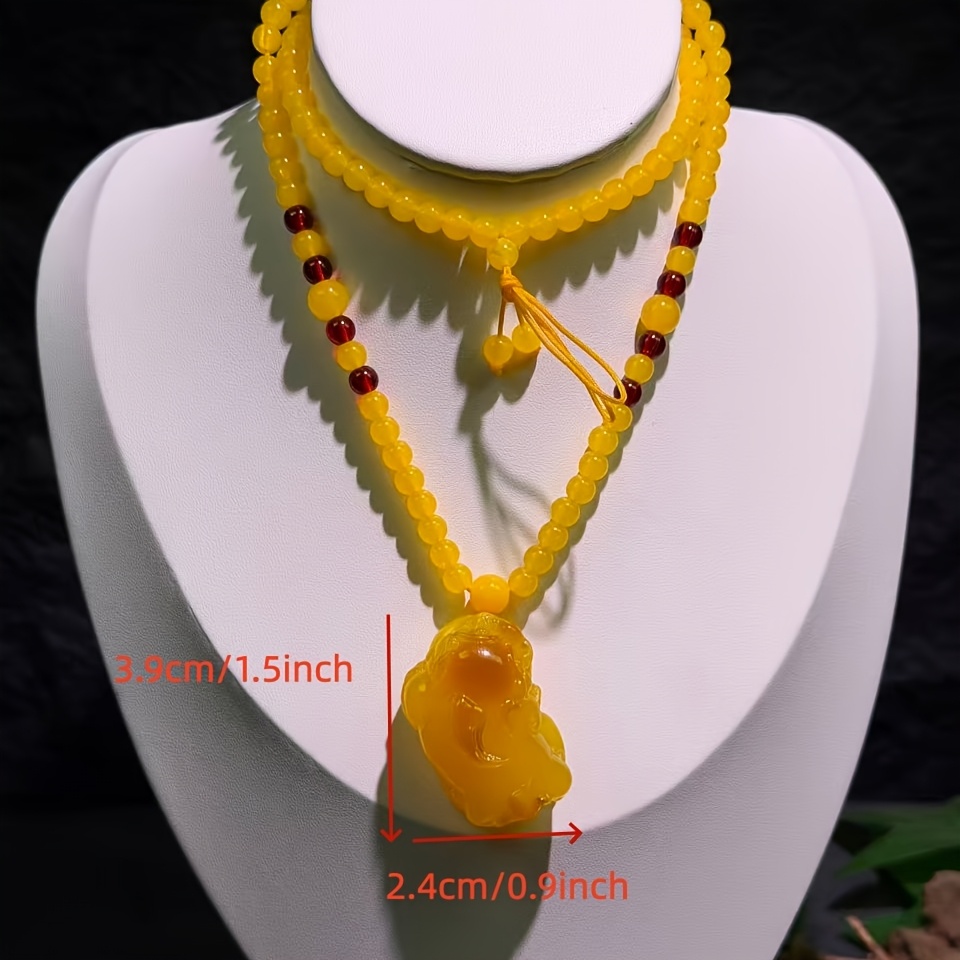 Natural Beeswax Pixiu Pendant Necklace, Unisex Style